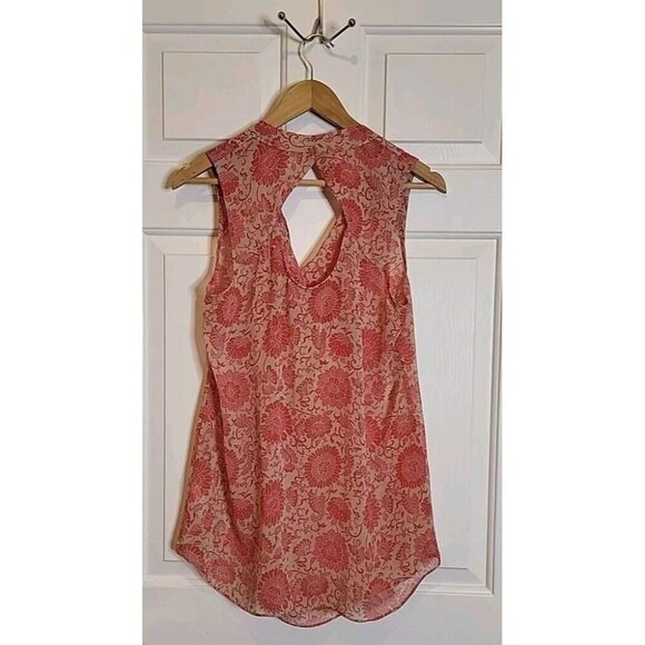 Cabi Vita Blouse Womens Small Pink Floral Draped‎ Neck Keyhole Cutout Back New - Picture 3 of 6